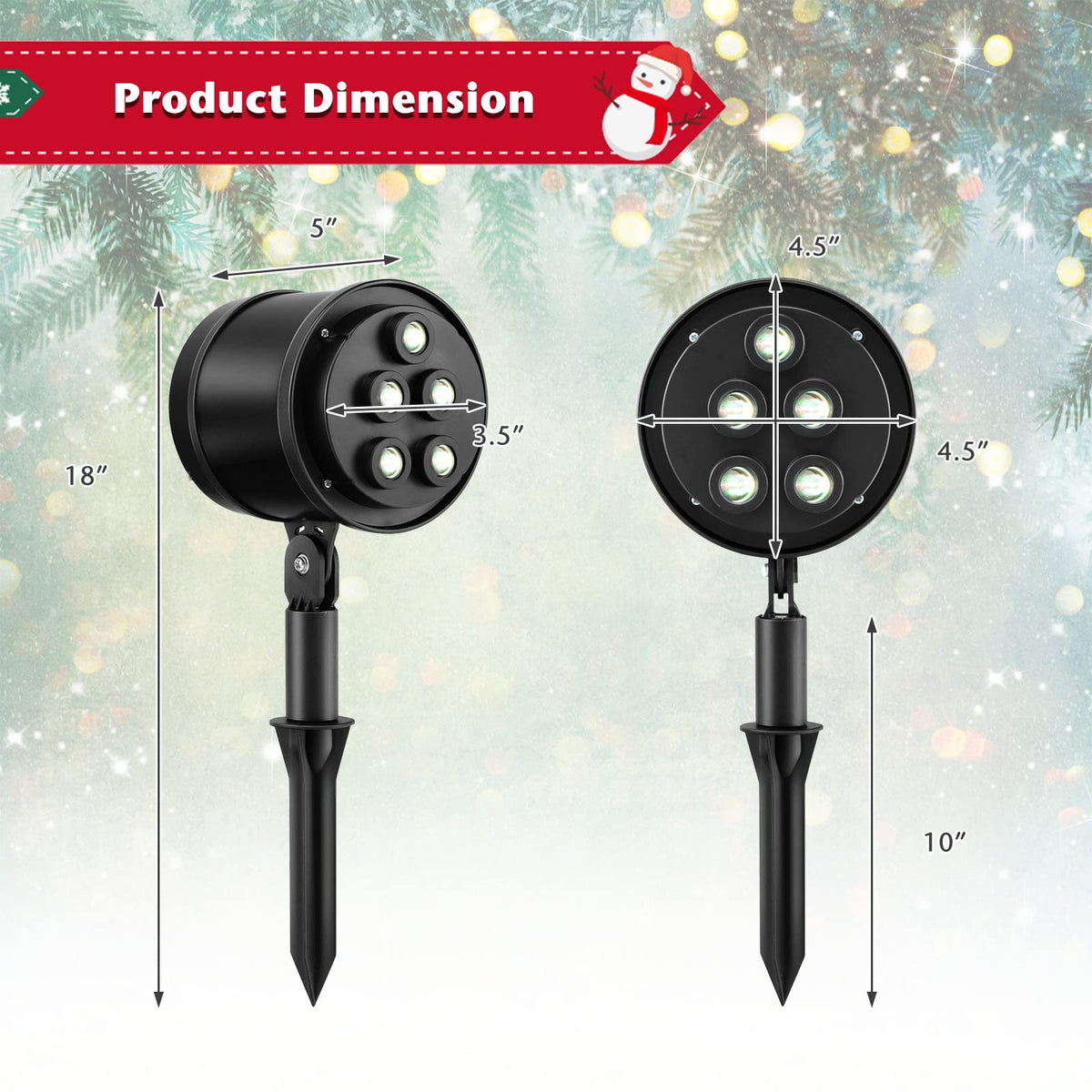 Lucktree Christmas Projector Lights Rotating Projection Lamp with 65° Adjustable Angle