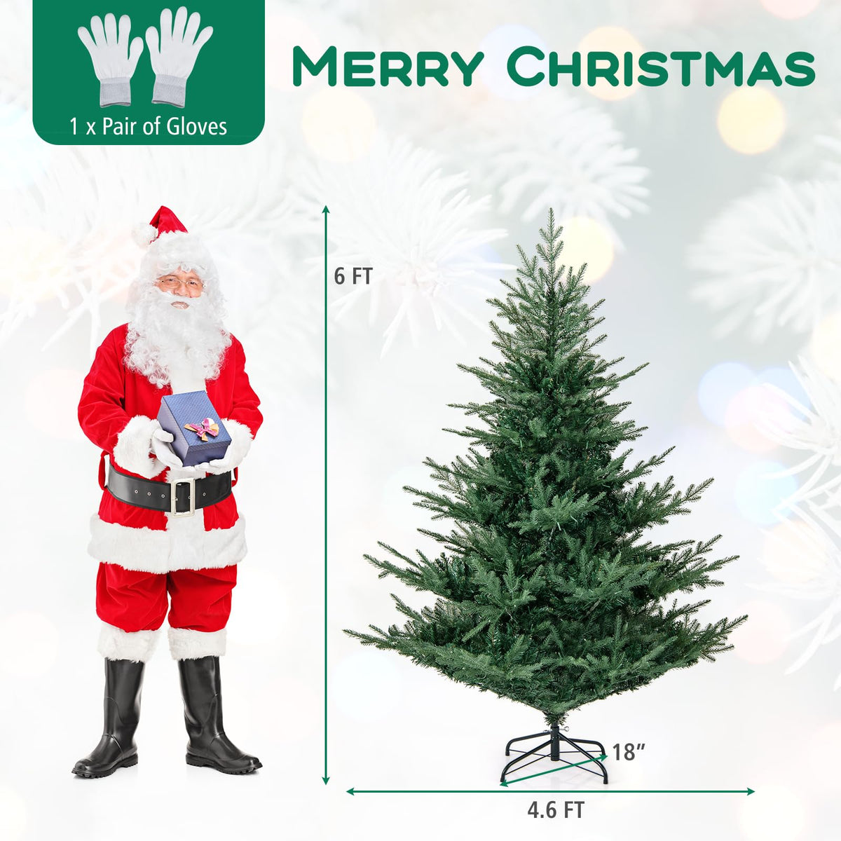 Lucktree 6FT / 7FT Pre-Lit Artificial Christmas Tree with PVC & PE Mixed Branch Tips