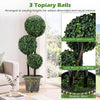 Lucktree 3 FT Artificial Boxwood Topiary Tree Sun-Protective Triple Ball Fake Plants Shrubs (1/2 Pack)