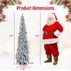 Lucktree 6ft Pre-Lit Flocked Christmas Tree, Artificial Slim Pencil Xmas Tree with 250 LED Lights