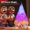 Lucktree White Pre-Lit Artificial Christmas Tree with Warm White & 3-Color LED Lights