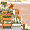 Lucktree Raised Garden Bed with 2 Barrel Planters & Trellis, 2-Tier Freestanding Wooden Raised Bed for Vegetable Flower Fruit