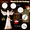 Lucktree Pre-lit 3D Glittered Angel with 100 Warm White Lights Halo Bow Ground Stakes