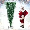 Lucktree 7.5ft Pre-lit Upside Down Christmas Tree, Hinged Inverted Artificial Xmas Tree W/ 1100 Snowy Branch Tips - LucktreeUS