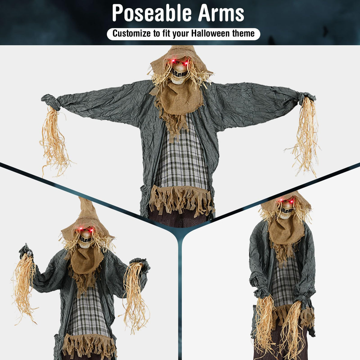 Lucktree 7 FT Halloween Decoration Animated Standing Scarecrow