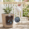 Lucktree 3-Piece Rattan Planter Box Kit with Removable Plastic Liners