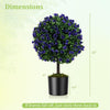 Lucktree 22'' Artificial Purple Rose Topiary Ball Tree Set of 2 Faux Potted Plants Artificial Shrubs Bushes with Flowers