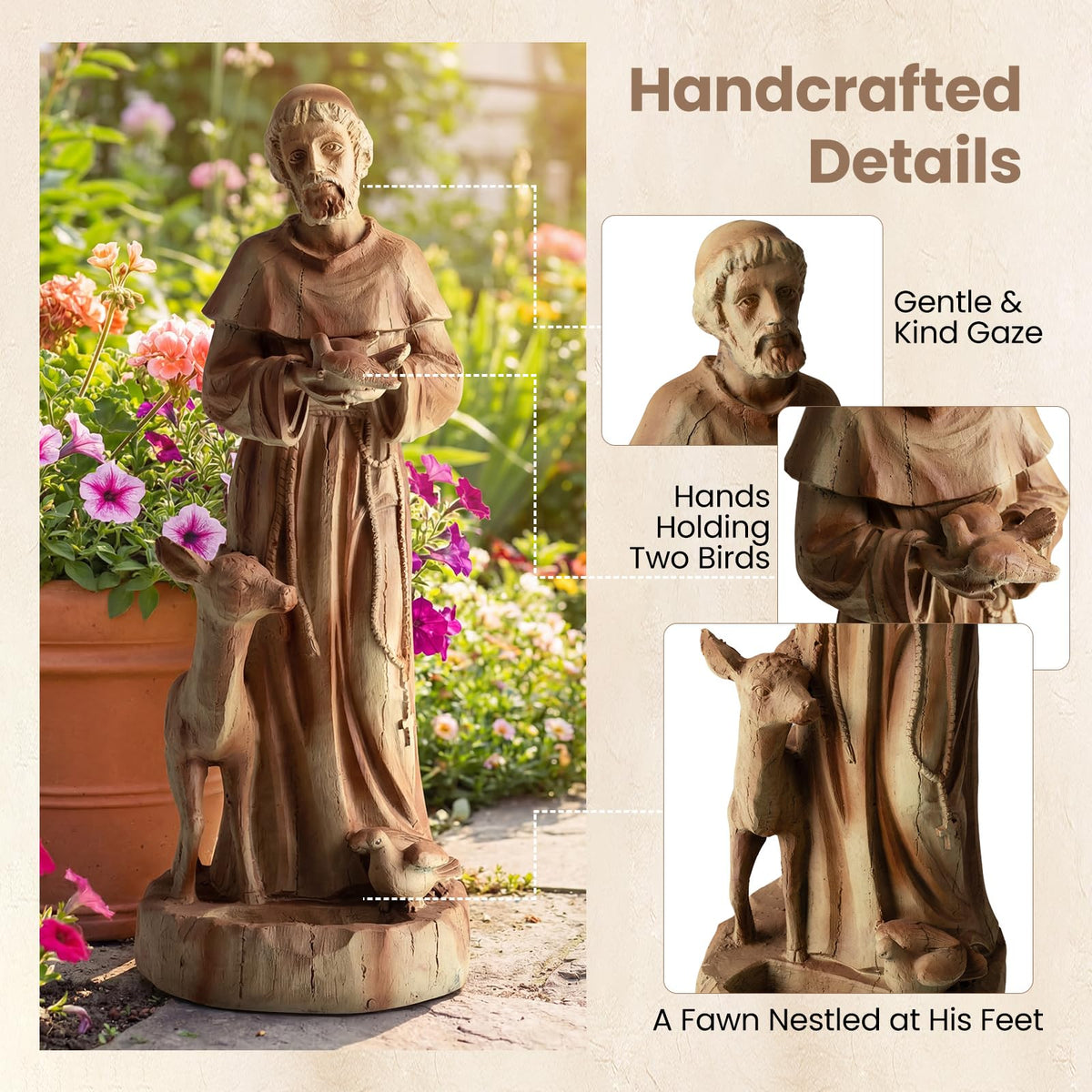 Lucktree 24.5'' St. Francis Garden Statue with Bird Feeder
