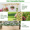 Lucktree Raised Garden Bed with Sided Trellis & Hanging Roof, Wood Planter Box, 44”x14”x45” (L x W x H)
