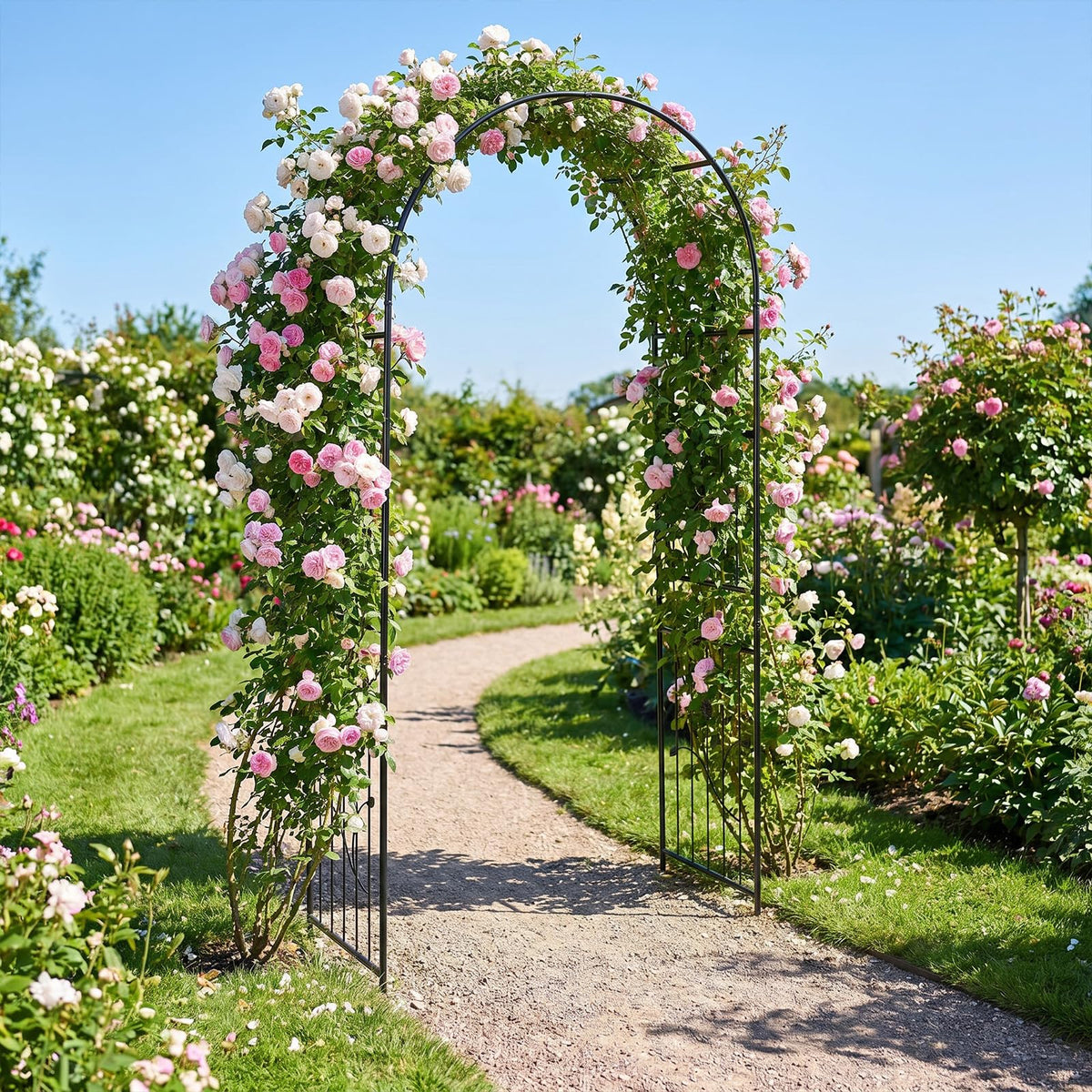 Lucktree 87" Decorative Metal Garden Arbor Arch Trellis for Climbing Plants