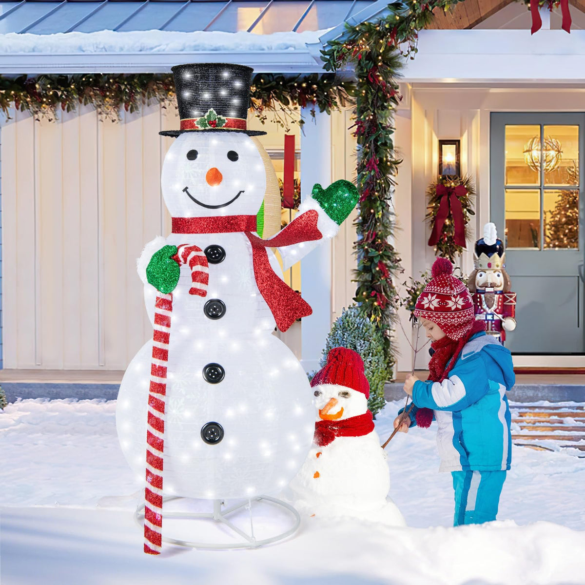 Lucktree 5 FT Pop-up Lighted Christmas Snowman