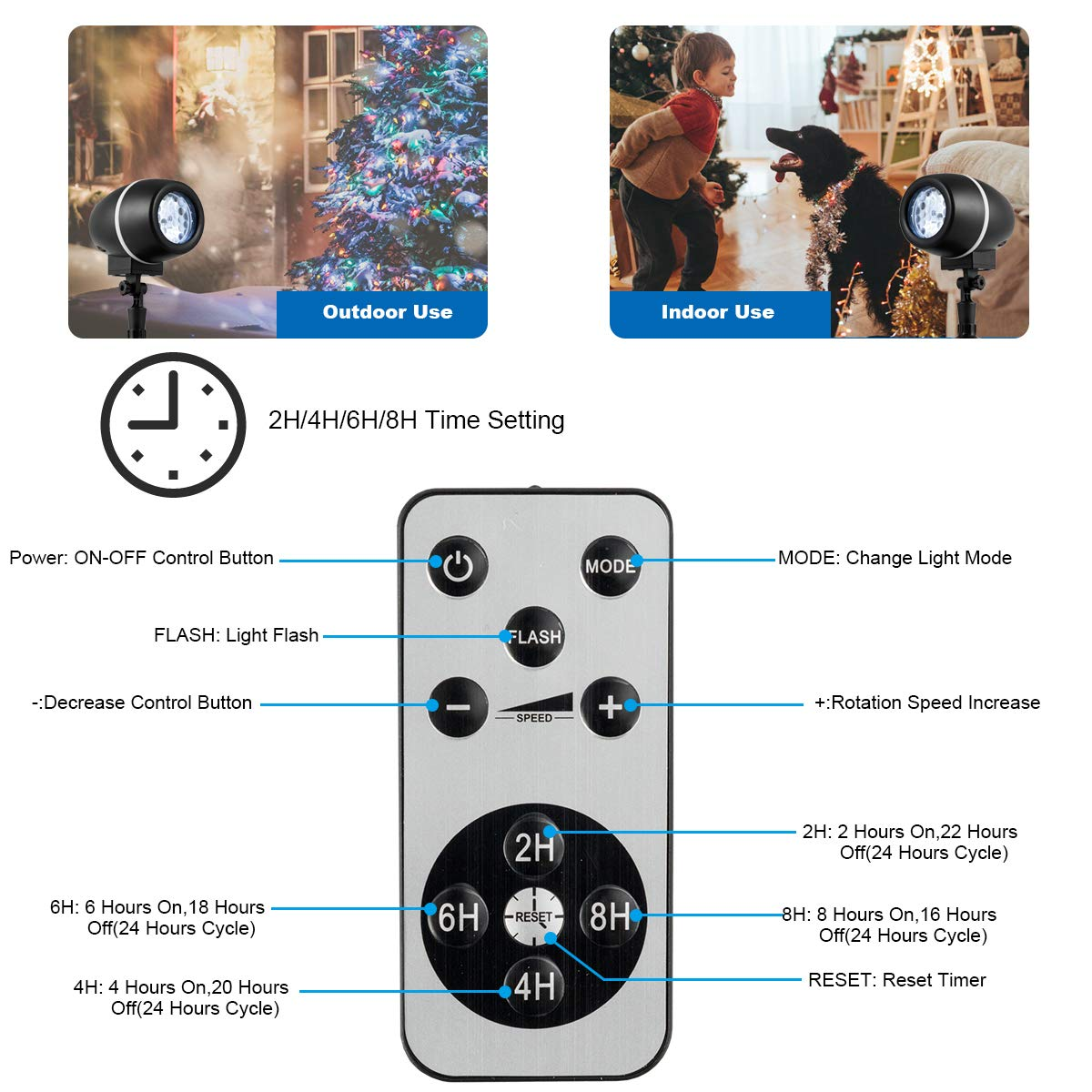 Lucktree Christmas Snowflake LED Projector Lights