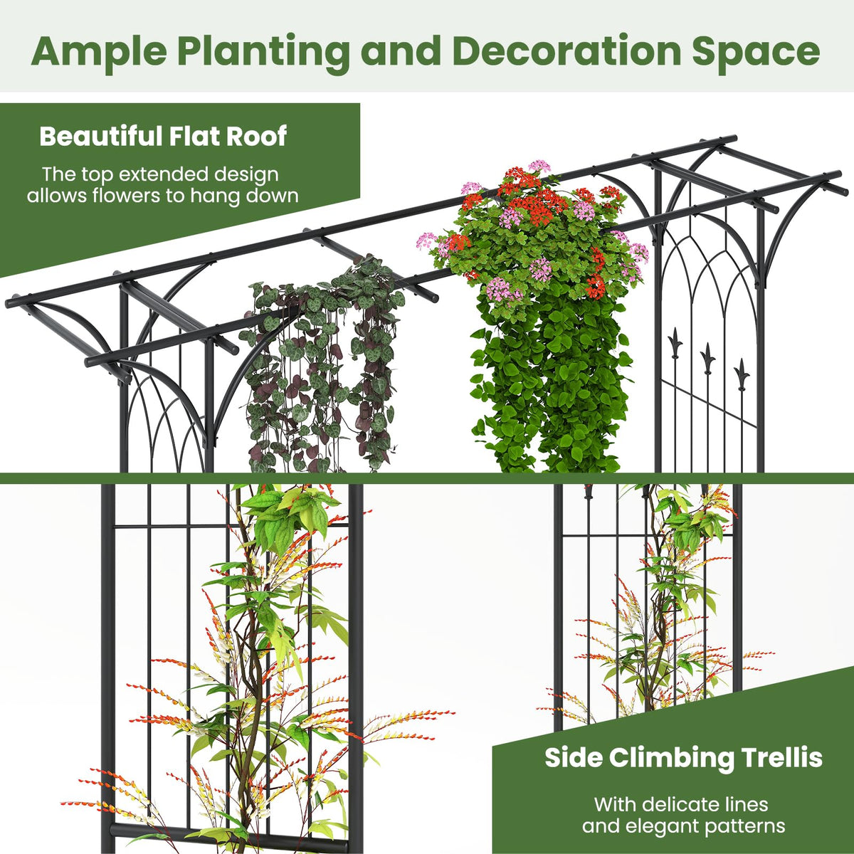 Lucktree Metal Garden Arbor with Trellis