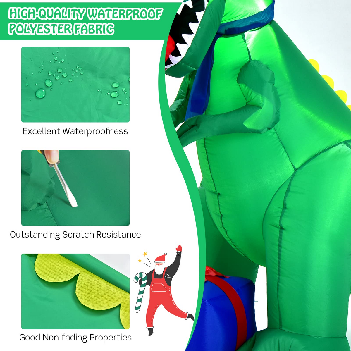 Lucktree 6 FT Christmas Inflatable Dinosaur, Indoor & Outdoor Christmas Decoration