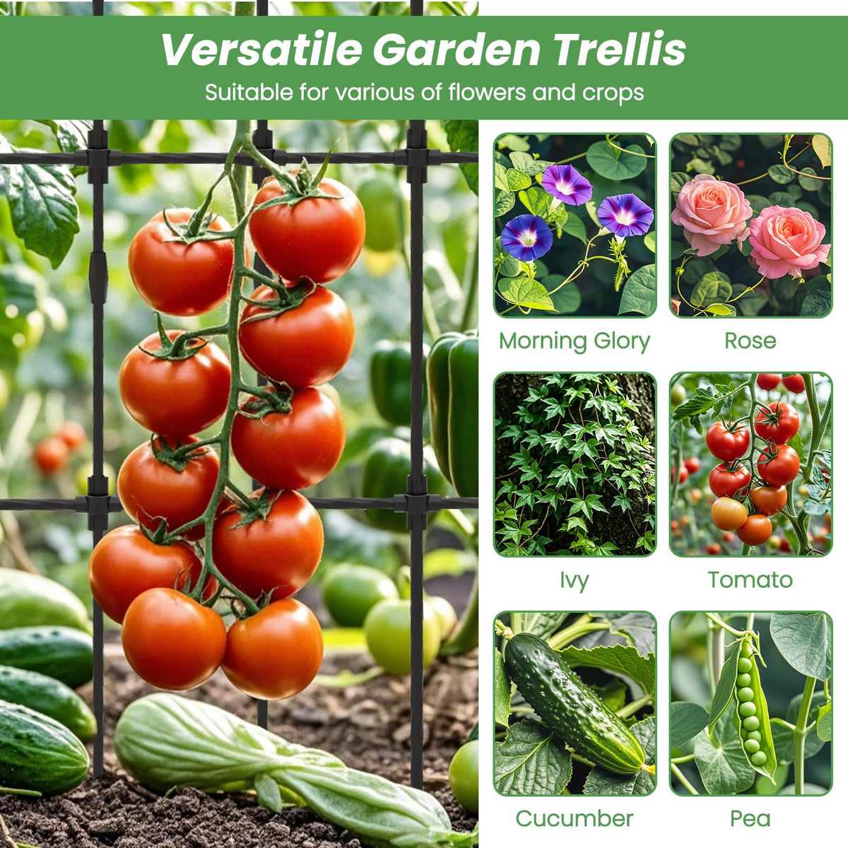 Lucktree Outdoor Garden Trellis for for Climbing Plants, 73” Tall Trellis w/Rustproof PE Coated Metal Pipes