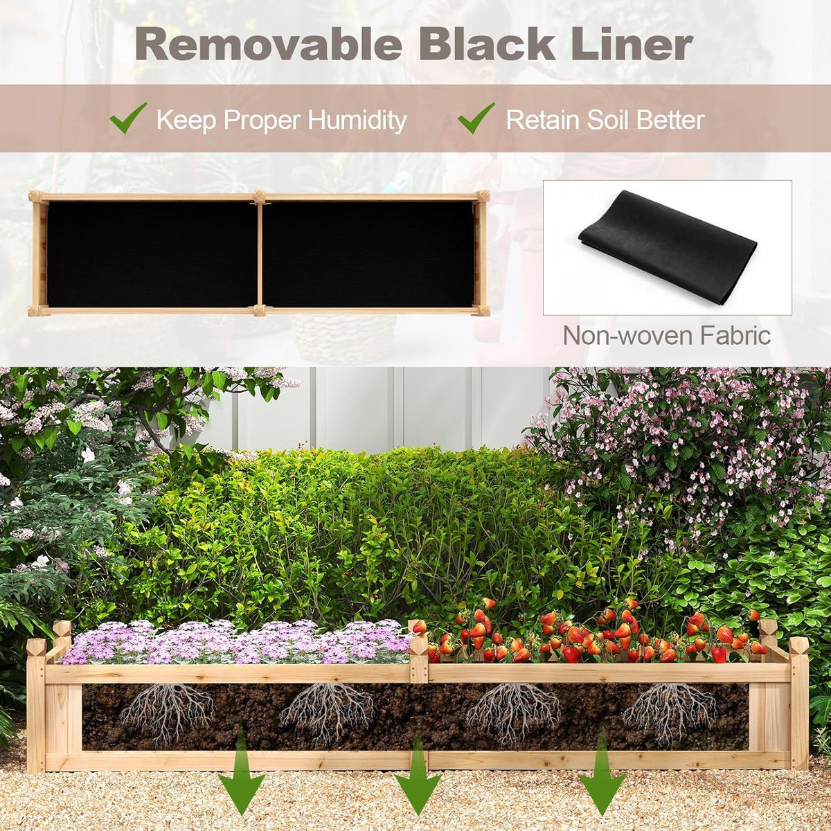 Lucktree Wood Raised Garden Bed with Corner Drainage