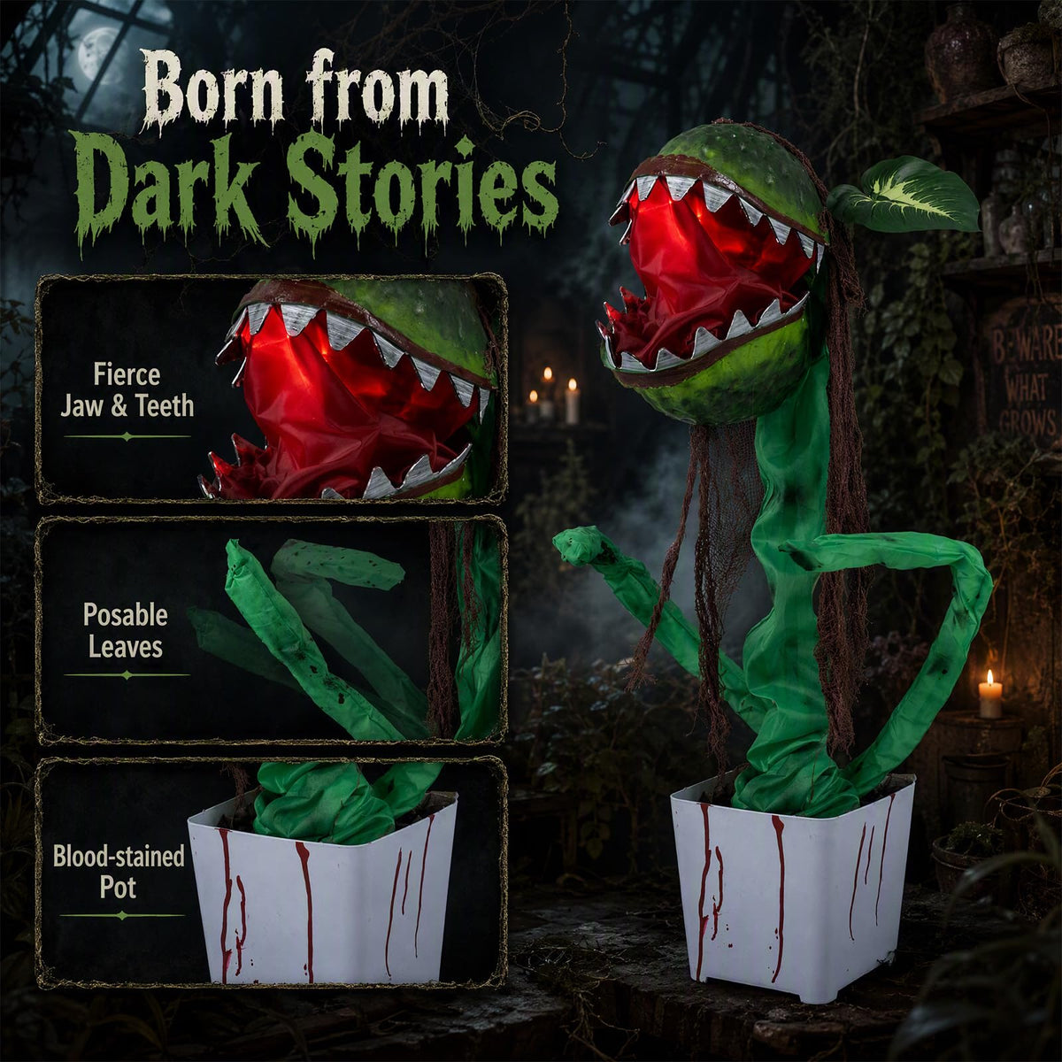 Lucktree Halloween Animated Standing Horror Piranha Plant Decoration