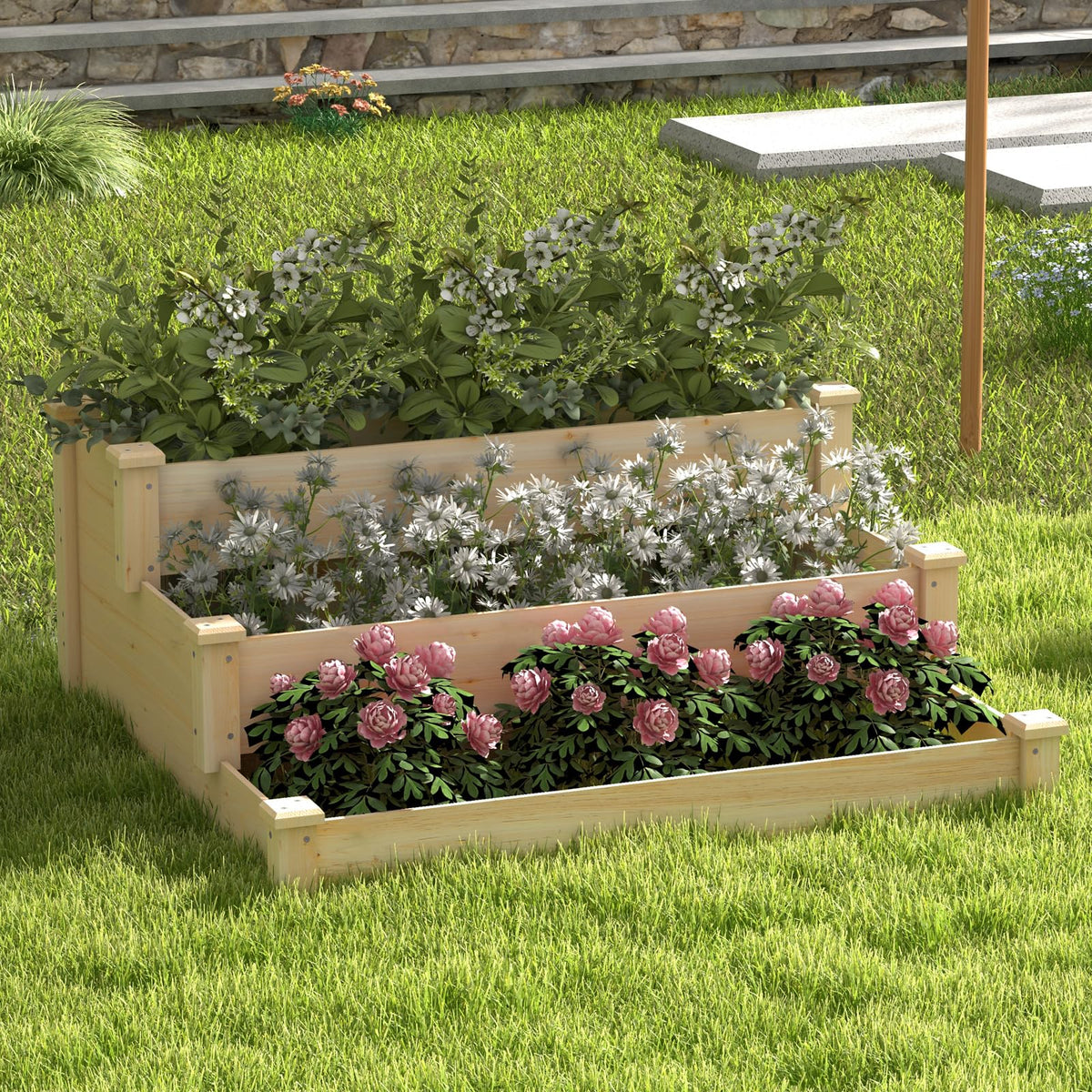 Lucktree 3-Tier Raised Garden Bed, Tiered Planter Box