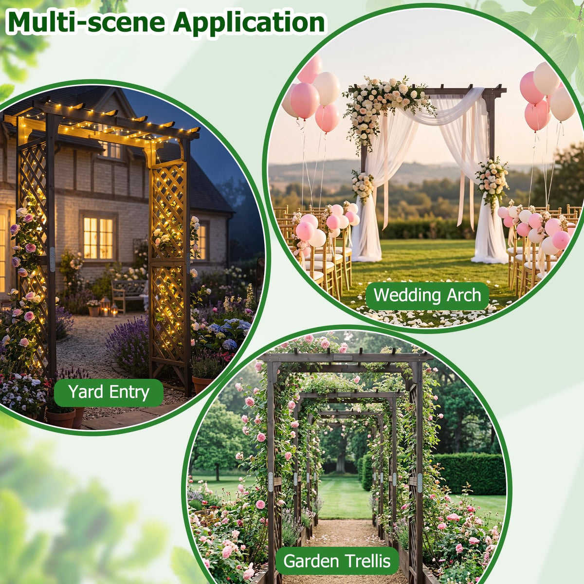 Lucktree 85" Wood Garden Arch Trellis with Flat Top for Climbing Plants