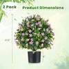 Lucktree Set of 2 Faux Potted Plants Artificial Shrubs Bushes with Flowers