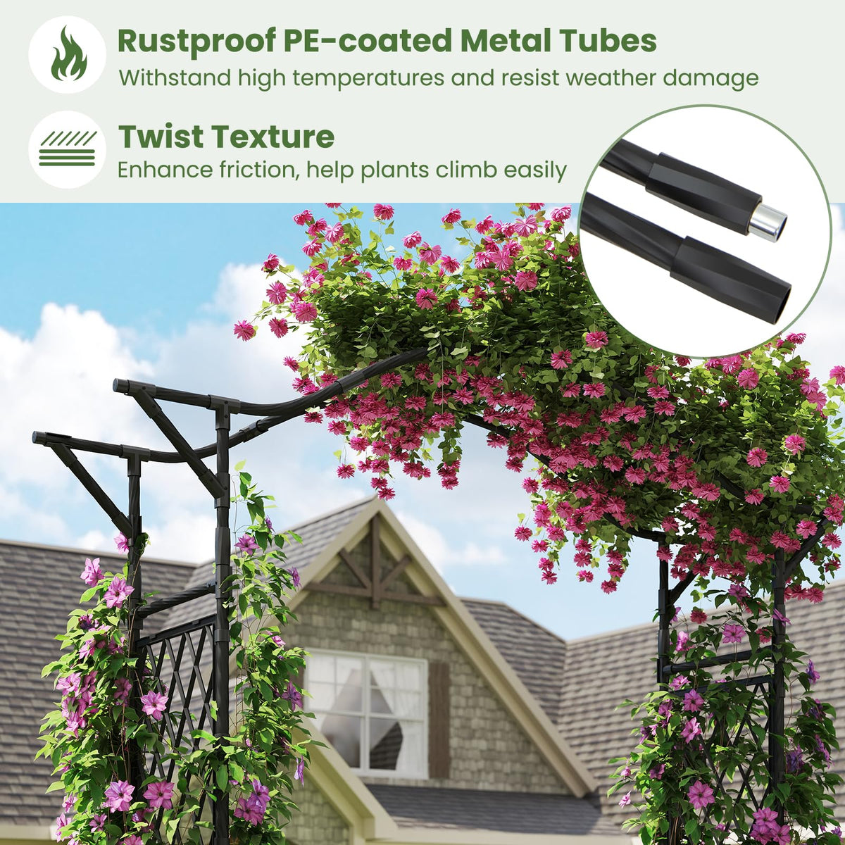 Lucktree Garden Arch Trellis 67''W x 83''H Metal Arbor