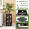 Lucktree Set of 2 Outdoor Wicker Flower Pot, 23 Inch Tall Planters with Drainage Hole, Self-Watering Tray