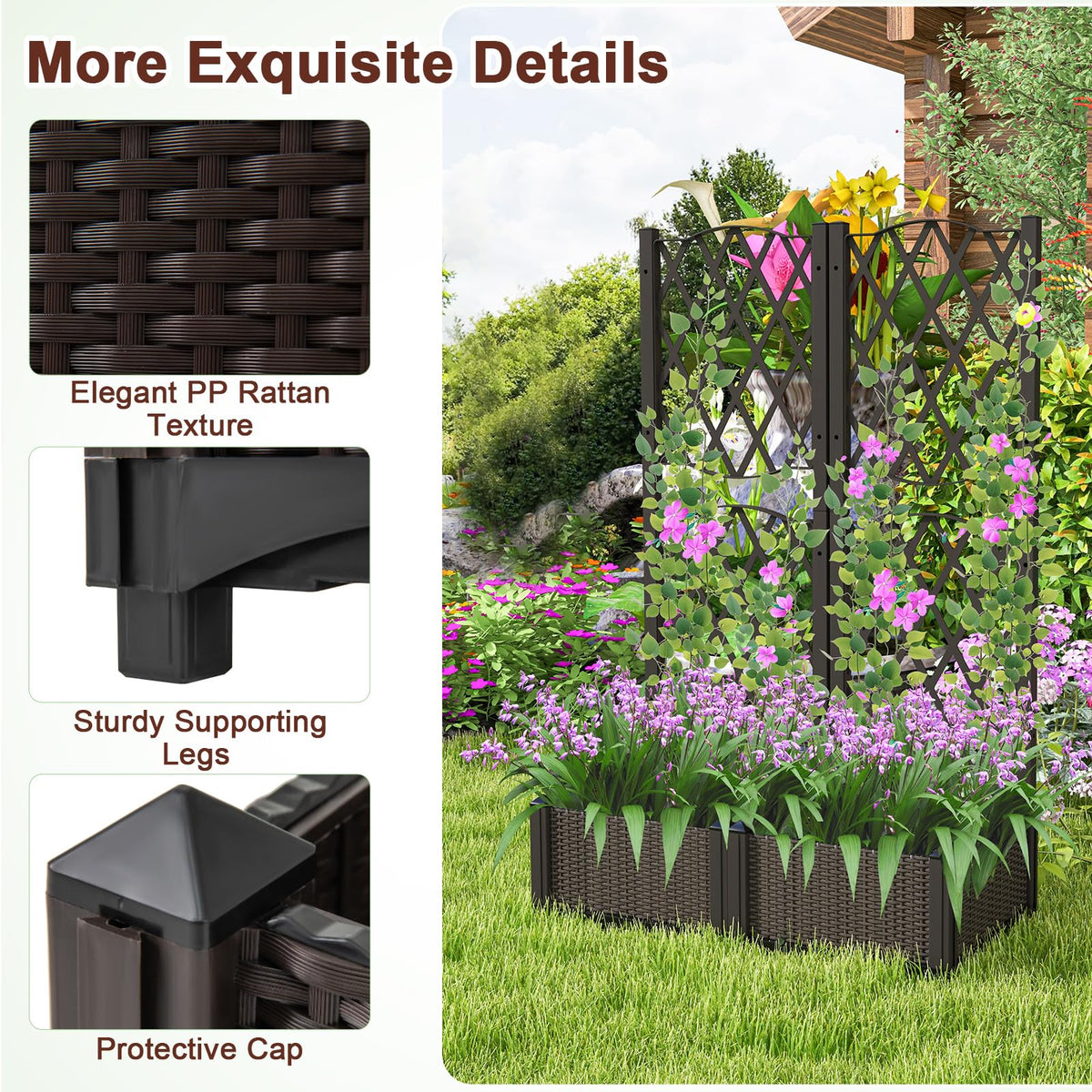 Lucktree 2 Pack Raised Garden Beds with Trellis