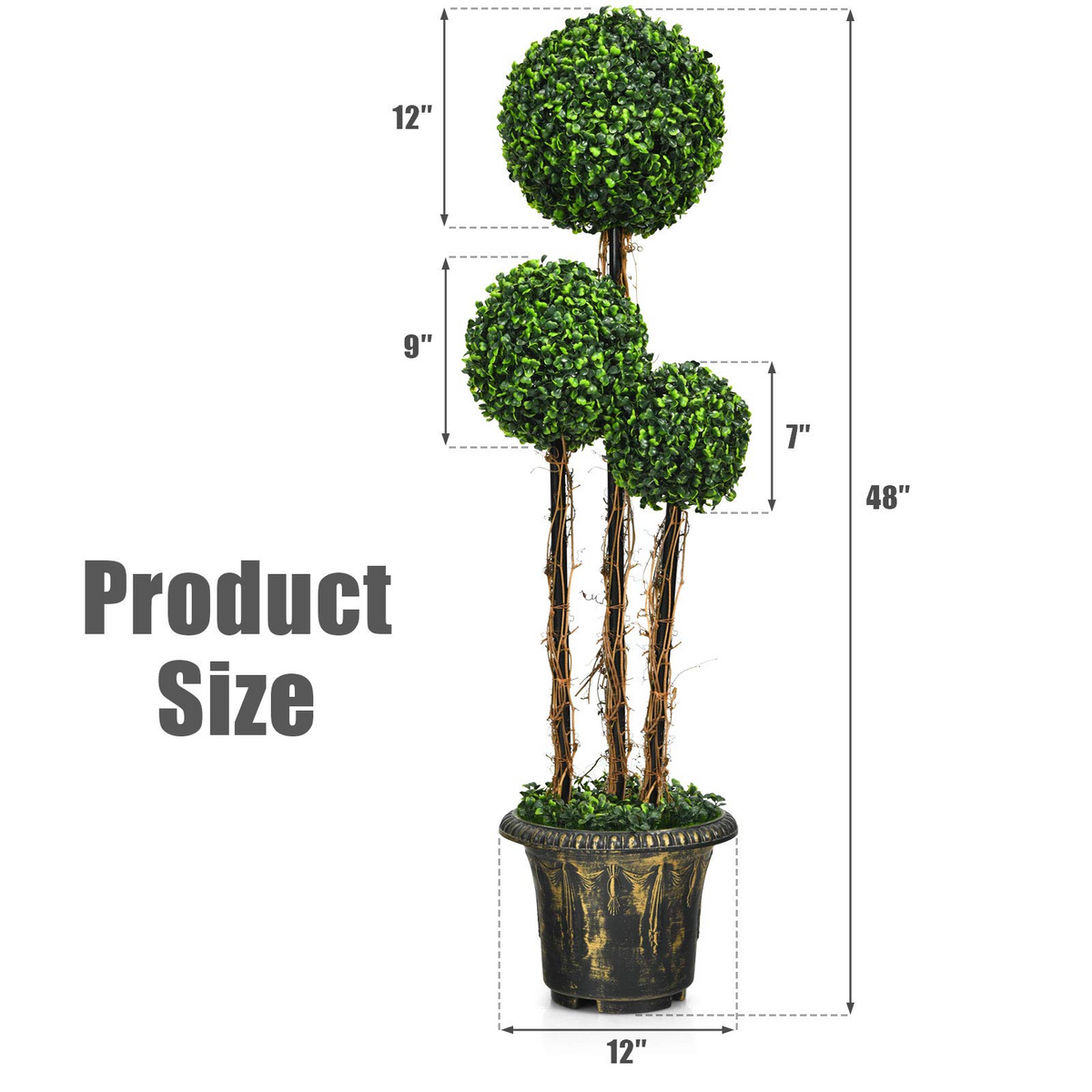 4 Ft Artificial Boxwood Topiary Tree - LucktreeUS