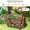 Lucktree Wooden Wagon Planter Raised Bed on Wheels, Handle, Drainage Hole