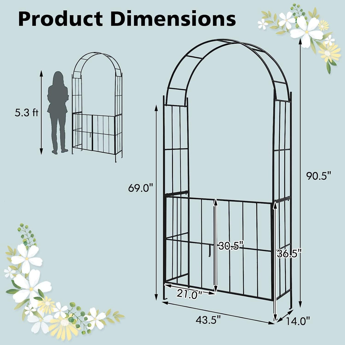 Lucktree 7.5Ft Garden Arbor with Gate