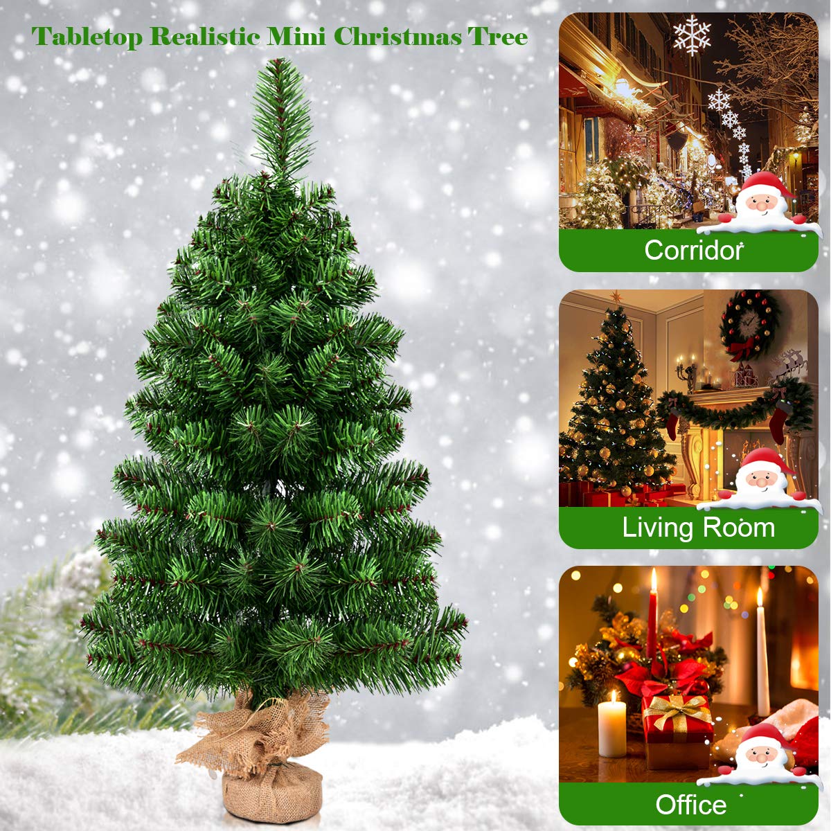 3 FT Entryway Artificial Christmas Tree with 96 Branch Tips