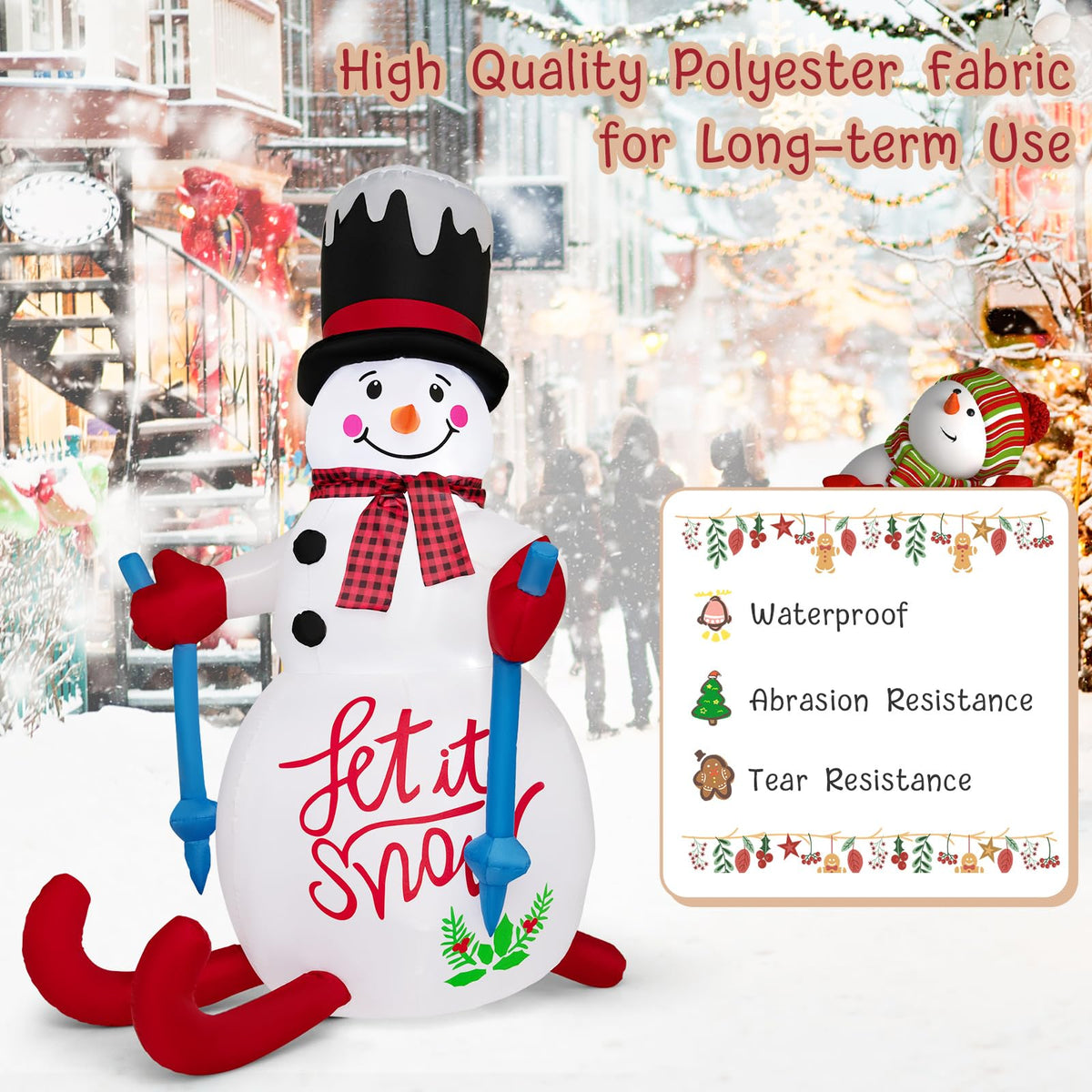 Lucktree 6 FT Lighted Christmas Inflatable Skiing Snowman