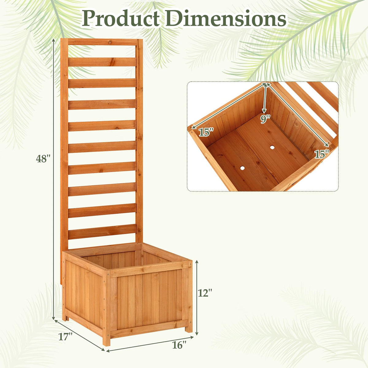 Lucktree Wood Raised Garden Bed with Trellis