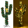 Lucktree Pre-Lit Artificial Cactus Christmas Tree with LED Lights and Ball Ornaments - LucktreeUS