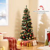Lucktree 6FT / 7FT Pre-Lit Spiral Christmas Tree with Branch Tips Pine Cones Red Berries