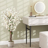 Lucktree 47” Faux Plum Blossom Plant with White Fabric Flower