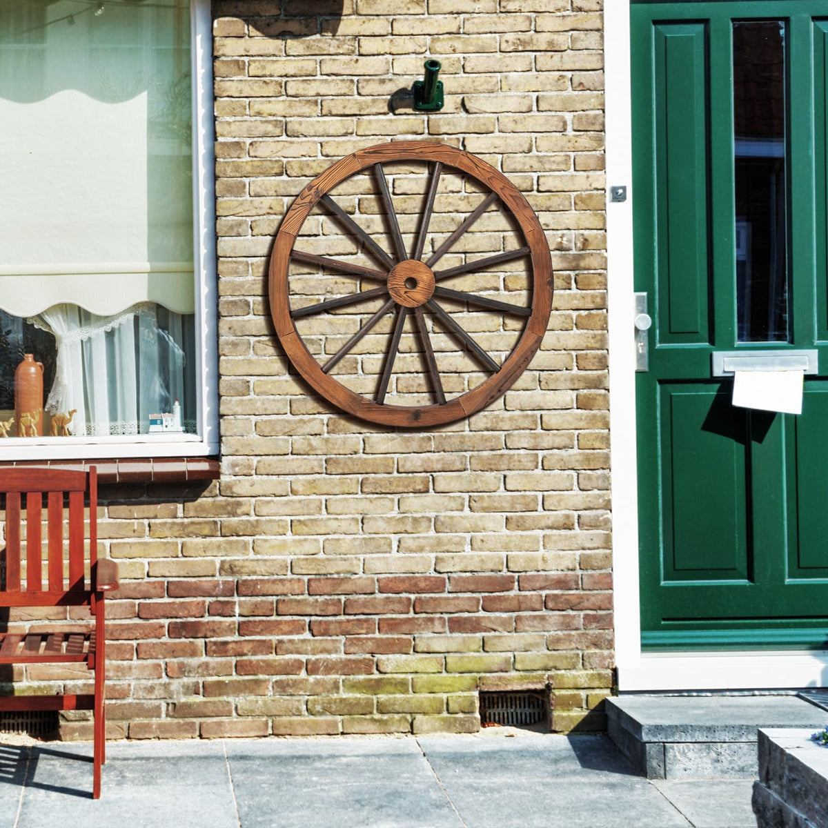 Lucktree 30-Inch Wagon Wheels 4 Pieces, Decorative Wooden Wheels