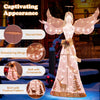 Lucktree Pre-lit 3D Glittered Angel with 100 Warm White Lights Halo Bow Ground Stakes