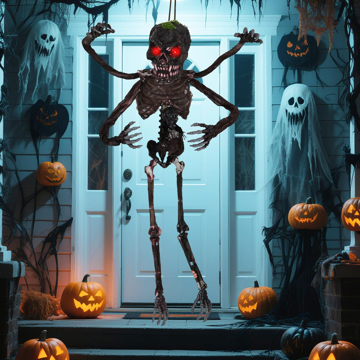 Lucktree 6 FT Animated Halloween Decoration Hanging Zombie Sound-Activated Skeleton Decoration