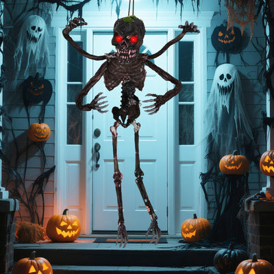 Lucktree 6 FT Animated Halloween Decoration Hanging Zombie Sound-Activated Skeleton Decoration