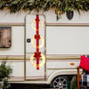 Lucktree Set of 3 Pre-Lit Wreaths, 5.8 FT Xmas Light-up Decorations on Red Ribbon with 450 LED Lights