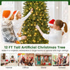 Lucktree 12ft Pre-Lit Artificial Christmas Tree with 360° Quick Power Connector