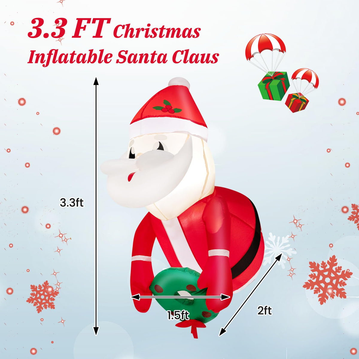 Lucktree 3.5 FT Christmas Lighted Inflatable Santa Claus Broke Out from Window