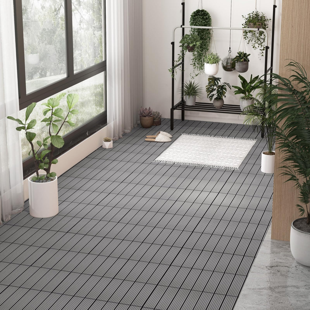 Lucktree Interlocking Deck Tiles 18/36 Pack - 12 x 12 in Composite Outdoor Flooring Covering All Weather Use