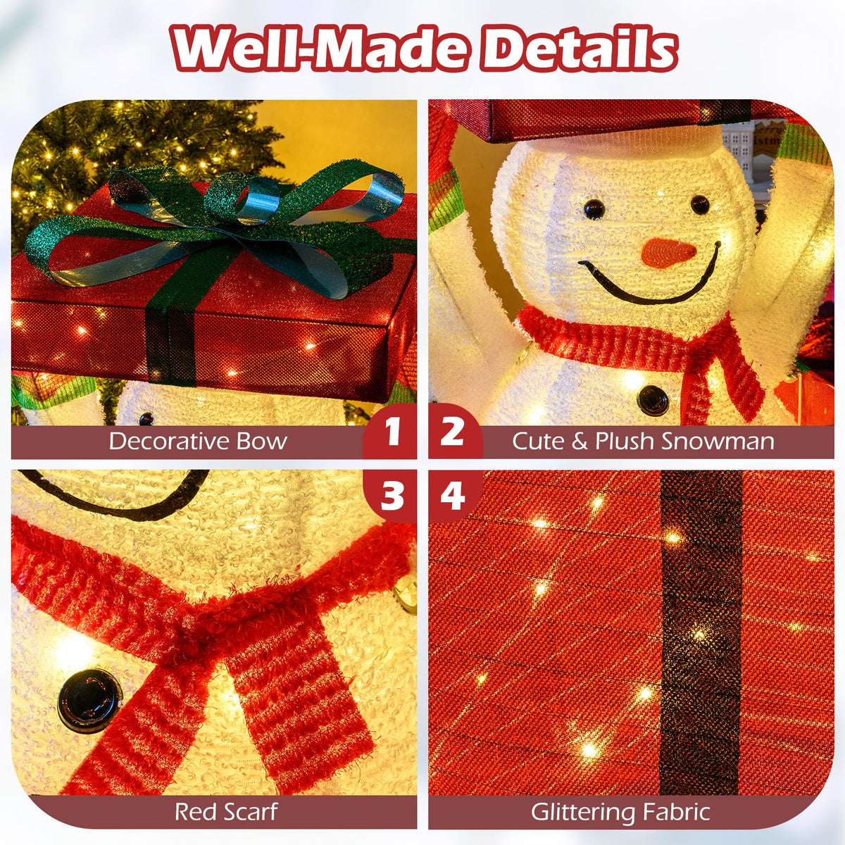 Lucktree Lighted Snowman in Gift Box Christmas Decoration