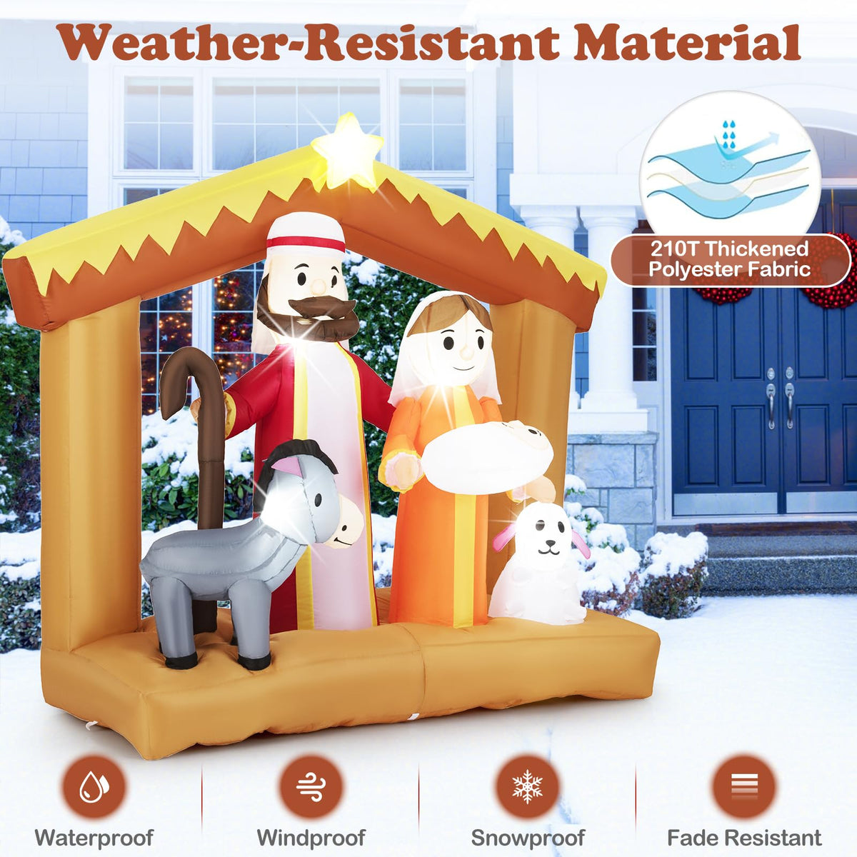 Lucktree 6 FT Christmas Inflatables Nativity Scene Outdoor Decoration