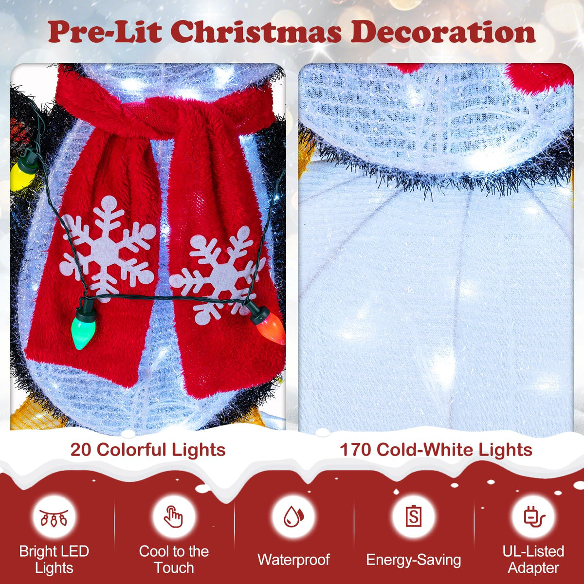 Lucktree Lighted Christmas Penguins & Igloo Decorations