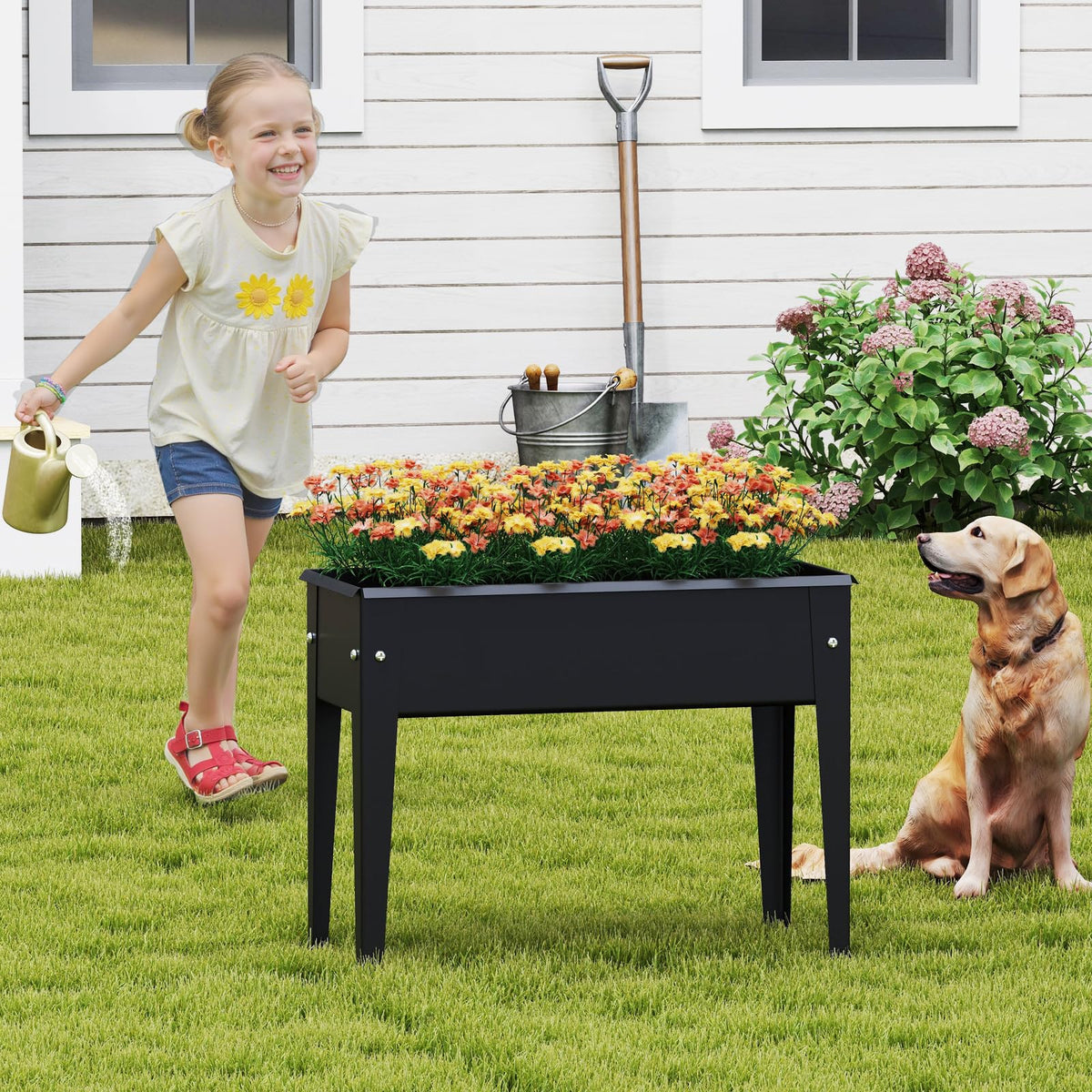 Lucktree Metal Raised Garden Bed with Legs(24”x11”x18”)