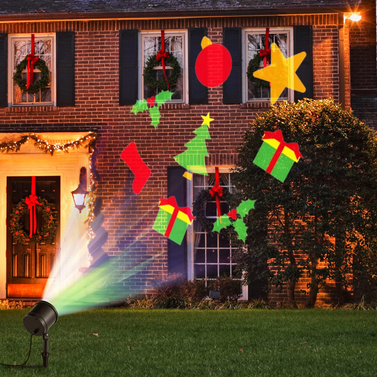Lucktree Christmas Projector Lights Rotating Projection Lamp with 65° Adjustable Angle