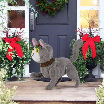 Lucktree Lighted Christmas Cat, Indoor Outdoor Kitty Decoration w/ 88 LED Lights